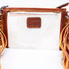 ADBG1864 American Darling Western Clear Bag with Hand-Tooled Floral Panel and Fringes