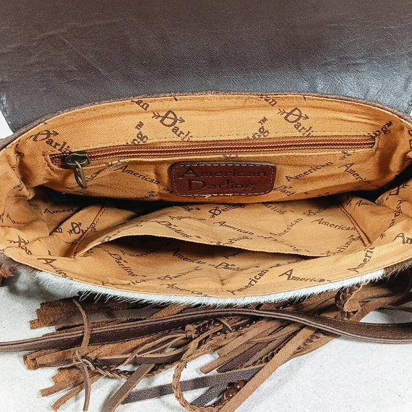 ADBG1872 Crossbody Hand Tooled Hair on Genuine Leather Women Bag