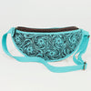 ADBG1830 American Darling Hand Tooled Floral & Basket Weave Leather Western Fanny Pack