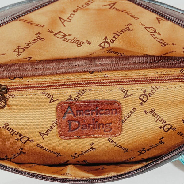 ADBG1830 American Darling Hand Tooled Floral & Basket Weave Leather Western Fanny Pack
