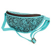 ADBG1830 American Darling Hand Tooled Floral & Basket Weave Leather Western Fanny Pack