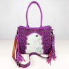 ADBG1889 Tote Pink Hand Tooled Hair on Genuine Leather Women Bag