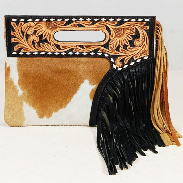 ADBG1893 Clutch Hand Tooled Hair on Genuine Leather Women Bag
