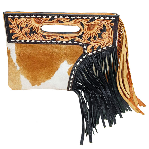 ADBG1893 Clutch Hand Tooled Hair on Genuine Leather Women Bag