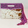 ADBG1894 Clutch Hand Tooled Hair on Genuine Leather Women Bag