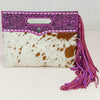 ADBG1894 Clutch Hand Tooled Hair on Genuine Leather Women Bag
