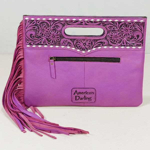 ADBG1894 Clutch Hand Tooled Hair on Genuine Leather Women Bag