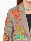 ADBZ070 American Darling Grey Fabric Blazer Jacket Western Wagon Cactus Embroidery