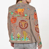 ADBZ070 American Darling Grey Fabric Blazer Jacket Western Wagon Cactus Embroidery