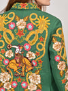ADBZ075 American Darling Green Fabric Blazer Bronco Floral Embroidery Western Jacket