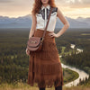 ADBGM850 American Darling Western Leather Cross body Bag with Rivetted Trim and Equestrian Bit