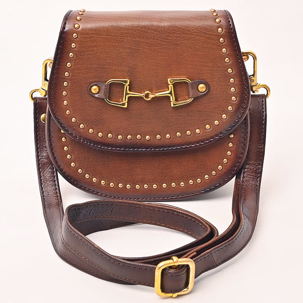 ADBGM850 American Darling Western Leather Cross body Bag with Rivetted Trim and Equestrian Bit