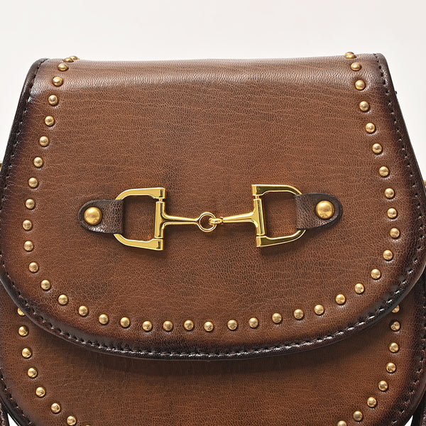 ADBGM850 American Darling Western Leather Cross body Bag with Rivetted Trim and Equestrian Bit