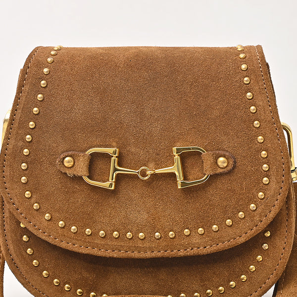 ADBGM852 American Darling Western Suede Leather Cross body Bag with Rivetted Trim