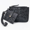 ADBG1896 American Darling Western Leather Coin Purse with card holder - Hand-Tooled Floral Carved