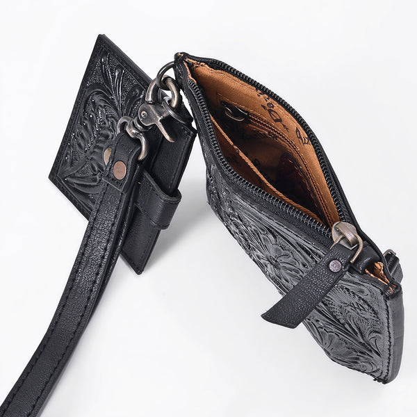 ADBG1896 American Darling Western Leather Coin Purse with card holder - Hand-Tooled Floral Carved