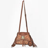 ADBGA999 American Darling Western Hand Tooled Floral Bucket Bag - Riveted Leather with Fringes