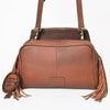 ADBGA999 American Darling Western Hand Tooled Floral Bucket Bag - Riveted Leather with Fringes