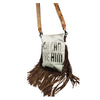 GIBGX1048 American Darling Western Hair-On Cowhide Cross body Bag - Hand Tooled Leather Fringe Purse