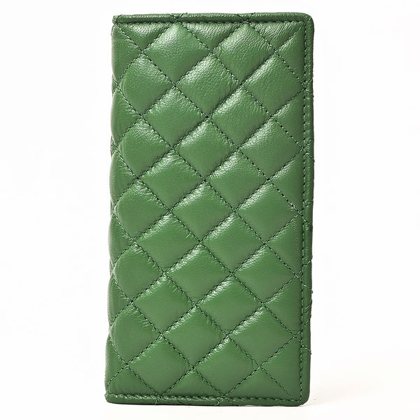 NMBGM221 Never Mind Diamond Quilted Leather Long Bifold Wallet