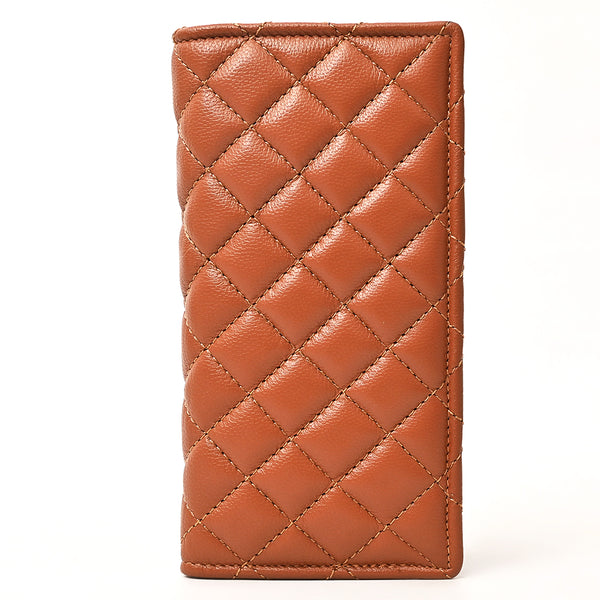 NMBGM221 Never Mind Diamond Quilted Leather Long Bifold Wallet