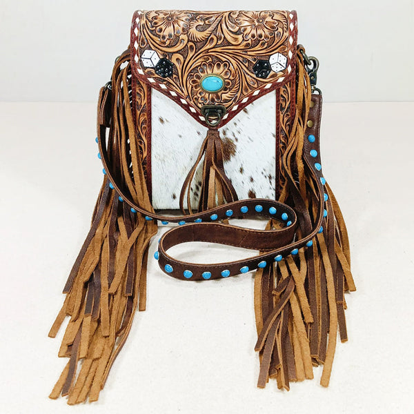 ADBG1910 Crossbody Hand Tooled Hair on Genuine Leather Women Bag