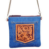 ADBGA1023 Crossbody Hand Tooled Denim Fabric Genuine Leather Women Bag