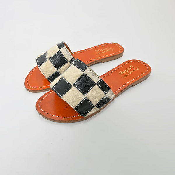 ADFT180 American Darling Genuine Leather & Hair On Slide Sandals Footwear