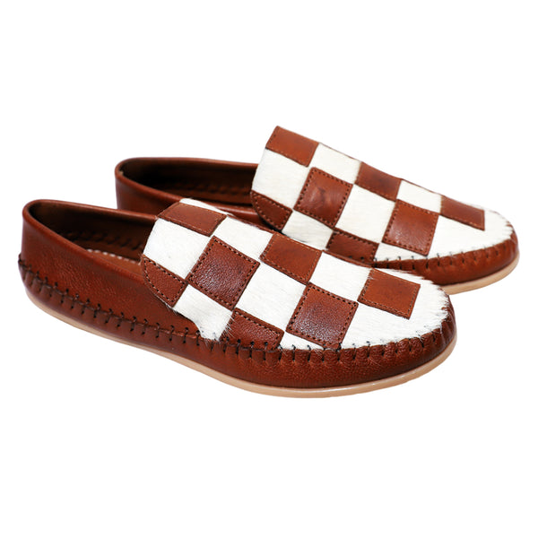 ADFT188 American Darling Hair On Hide Checkered Western Loafers