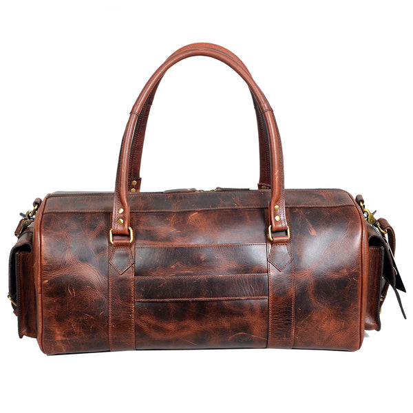 ADBGA1063 Western Genuine Leather & Saddle Blanket Travel Duffel Weekender Bag