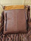 ADBGM477 Cowhide & Leather Western Fringe Messenger Bag - Western Concho Bag with Turquoise Accent