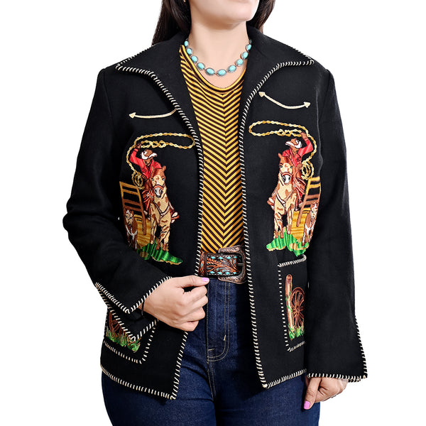 ADJKT097 Premium Woolen Fabric Jacket with Intricate Embroidery Detail