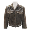 ADJKT099 American Darling Genuine Leather Studded Fringe Western Jacket