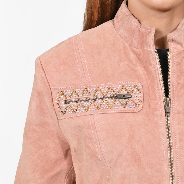 ADJKT102 American Darling Studded Leather Western Zip Jacket