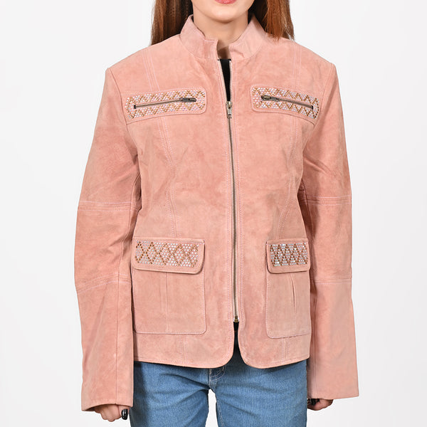 ADJKT102 American Darling Studded Leather Western Zip Jacket