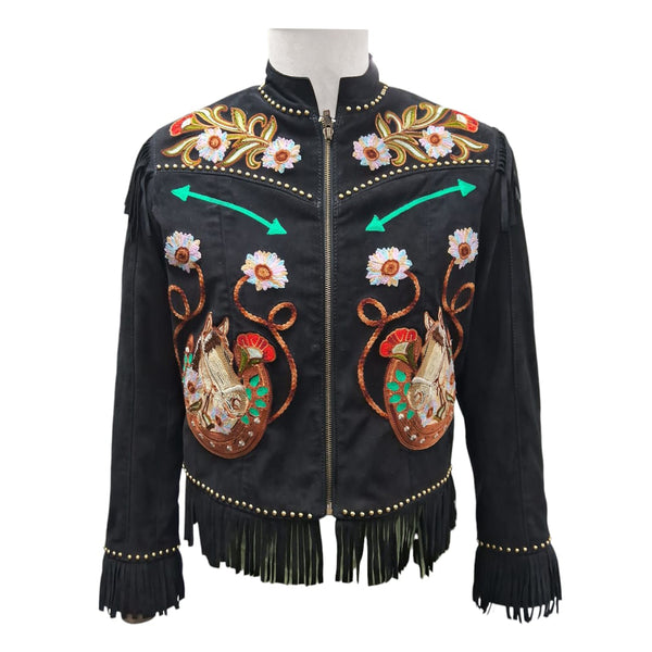 ADJKT111 American Darling Women Leather Fringed Embroidered Western Jacket