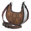 ADBGZ1080 American Darling Genuine Leather Western Hand Tooled Crescent Crossbody Bag