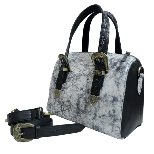 ADBGZ1081 American Darling Hand Tooled Leather Western Buckle Barrel Satchel Bag