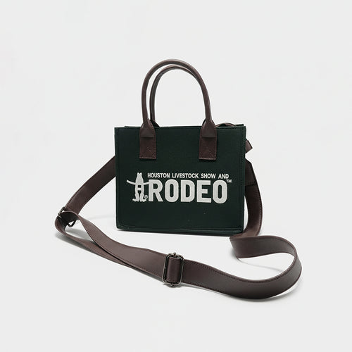 Downtown Rodeo Black Mini Tote Bag - Genuine Leather Handle Bag