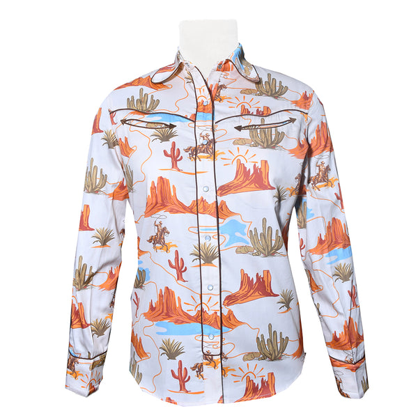ADSH086 American Darling 100% Satin Cotton Canyon Landscape Western Shirt