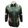 ADSH062 American Darling Olive Green Western Apparel - Embroidered Cotton Twill Rodeo Top