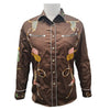 ADSH072 American Darling Brown Western Apparel - Embroidered 100% Twill Cotton Bull Skull Top