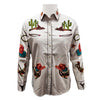 ADSH045 American Darling Ivory Western Apparel - Embroidered Cotton Lycra Cowboy Motif Shirt