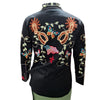ADSH047 American Darling Black Western Apparel - Embroidered Cotton Satin Butterfly Shirt