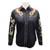 ADSH047 American Darling Black Western Apparel - Embroidered Cotton Satin Butterfly Shirt