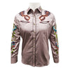 ADSH049 American Darling Light Mauve Western Apparel - Embroidered Cotton Satin Butterfly Shirt