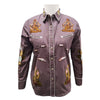 ADSH054 American Darling Plum Western Apparel - Embroidered Cotton Linen Desert Motif Shirt