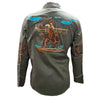 ADSH056 American Darling Saga Green Western Apparel - Embroidered Cotton Twill Horseshoe Shirt