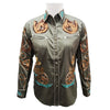 ADSH056 American Darling Saga Green Western Apparel - Embroidered Cotton Twill Horseshoe Shirt