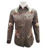 ADSH061 American Darling Earth Brown Western Apparel - Embroidered Cotton Twill Rodeo Top